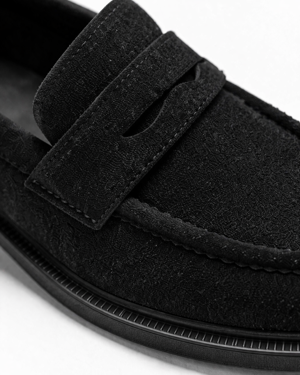 Kadın Siyah Süet Loafer Günlük Düz Taban Maskülen Ayakkabı