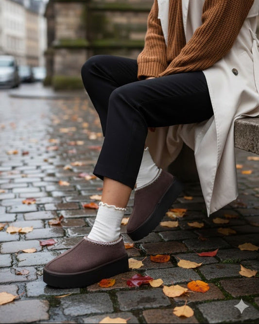 Noliva Kadın Mini Süet Içi Kürklü Yüksek Kalın Taban Kışlık Bot