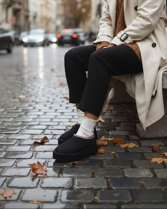 Noliva Kadın Siyah Mini Süet Içi Kürklü Yüksek Kalın Taban Kışlık Bot