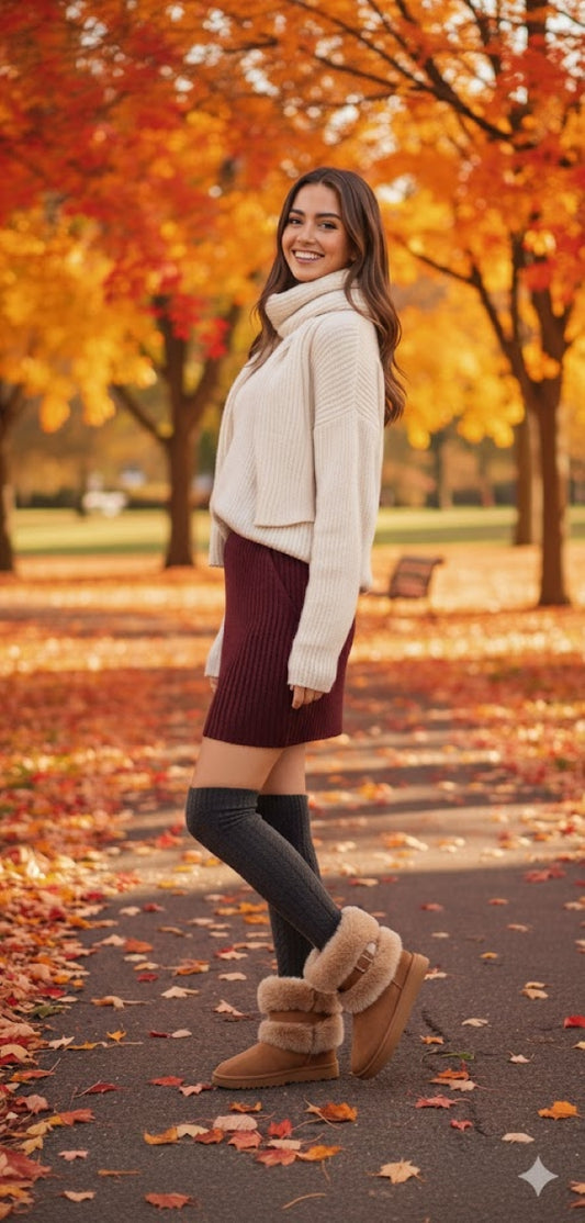 Noliva Kadın Taba Süet Içi Kürklü Yüksek Kalın Taban Kışlık Bot