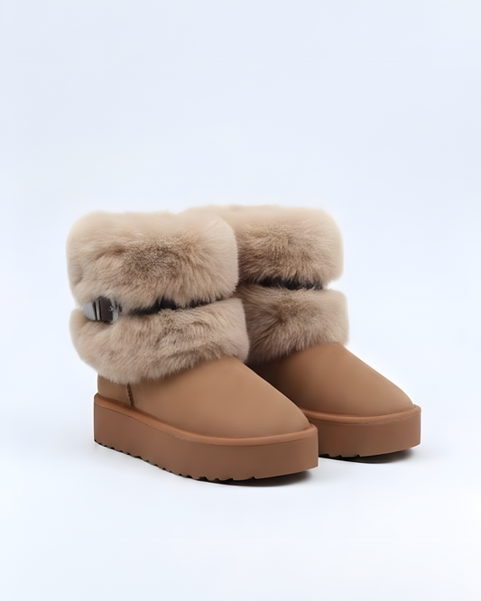 Noliva Kadın Taba Süet Içi Kürklü Yüksek Kalın Taban Kışlık Bot