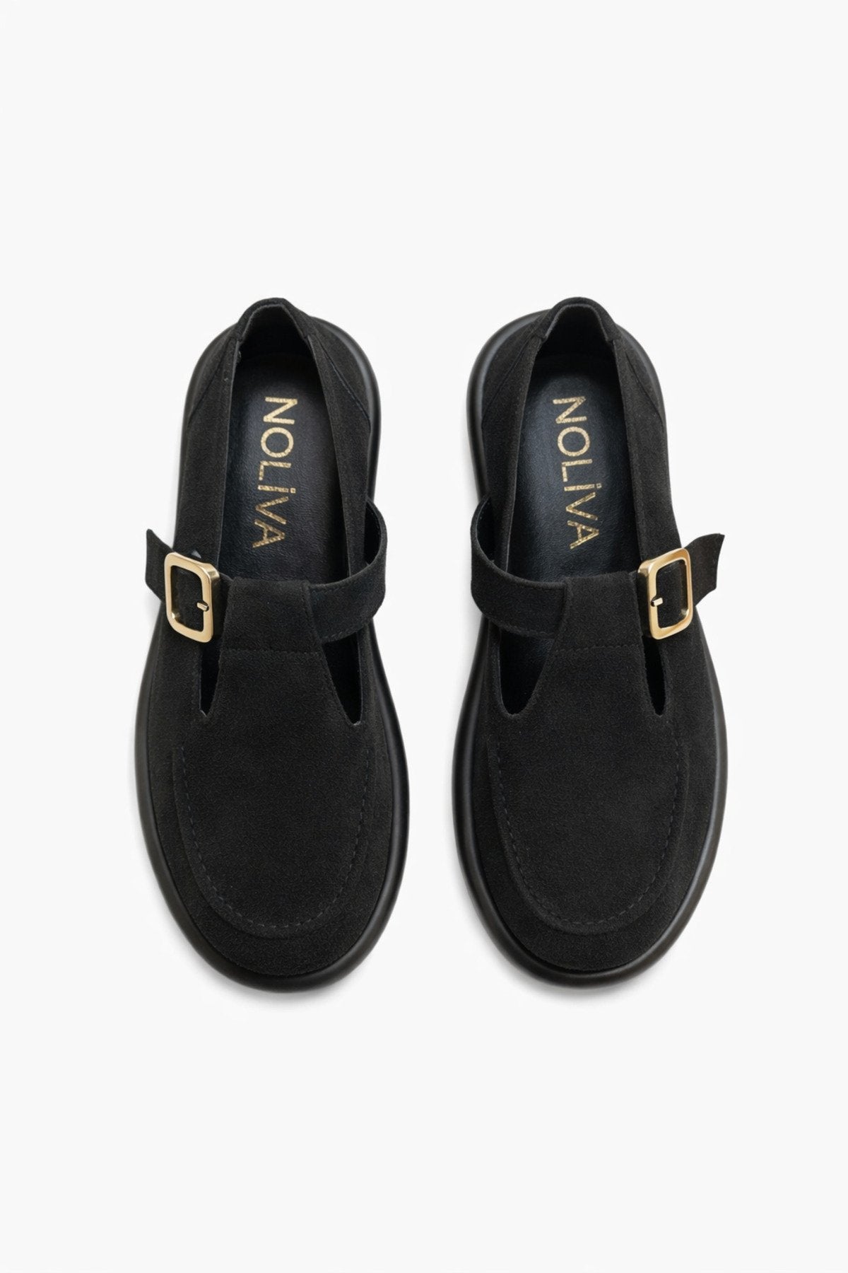 Siyah Süet Tokalı Kadın Babet Rahat Taban Günlük Mary Jane Kadın Ayakkabı