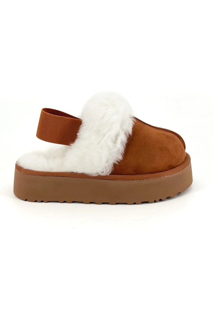 Taba Lastik Bantlı Kadın Peluş Terlik