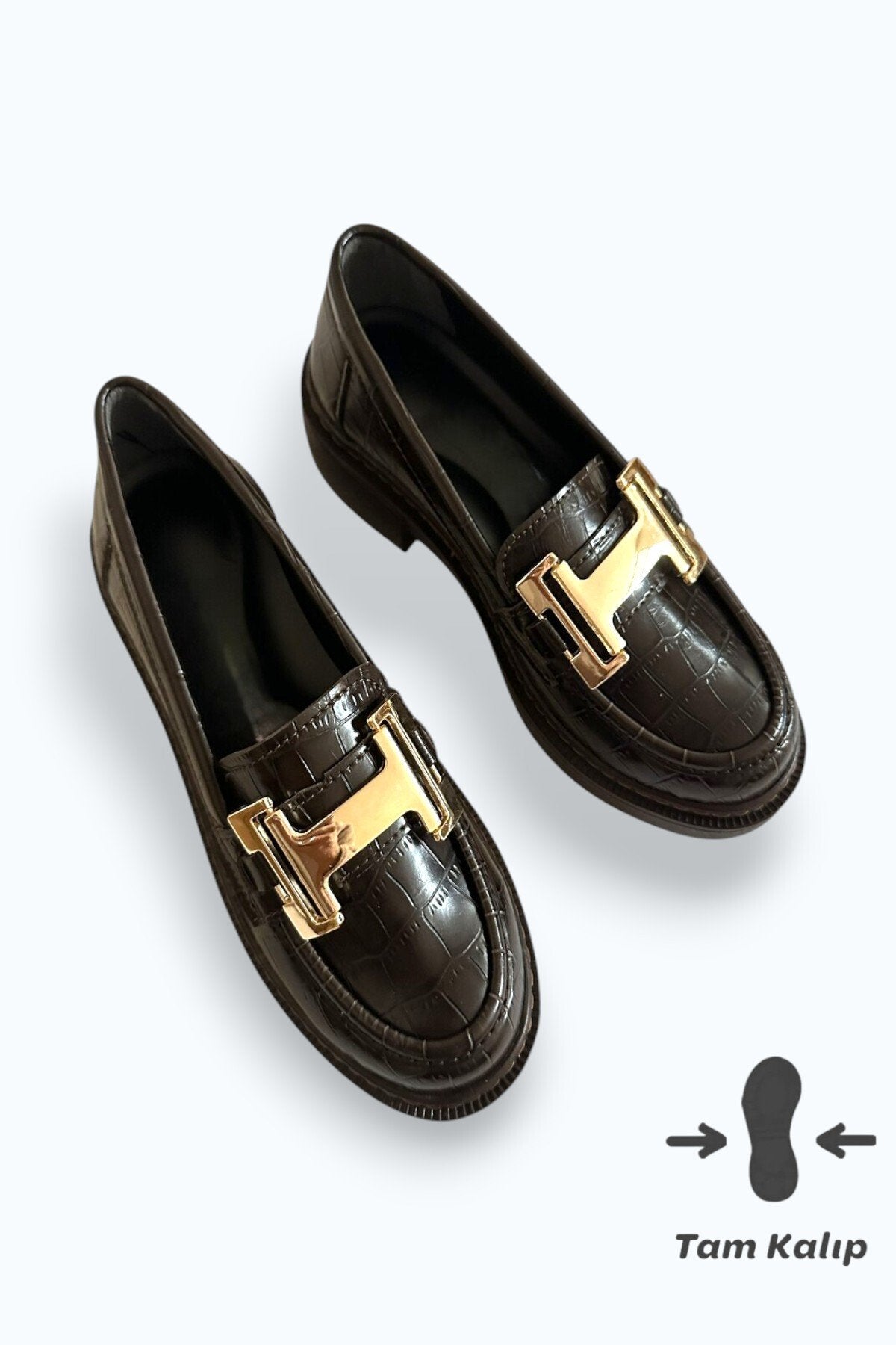 Kadın Kahve Cilt Tokalı Loafer Günlük Makosen Ofis Ayakkabısı