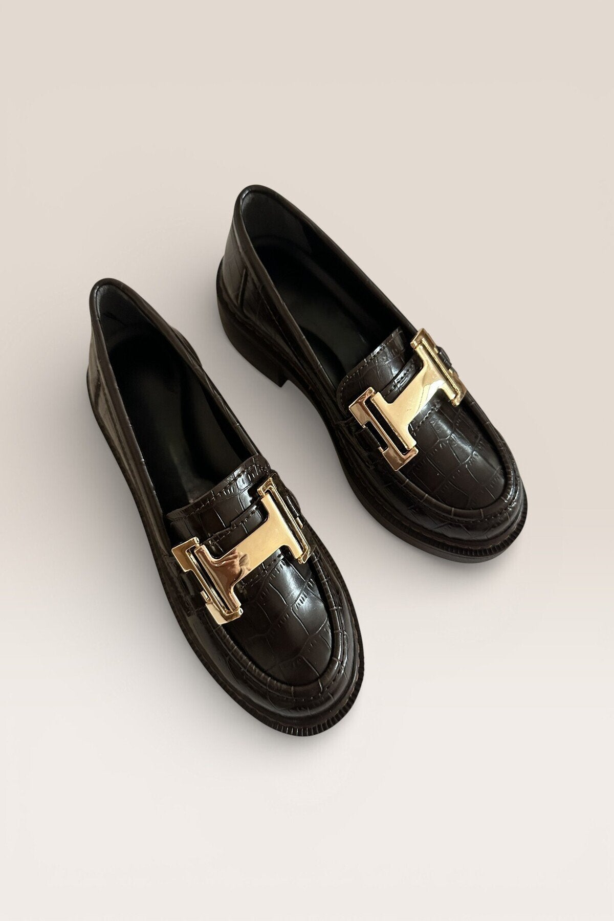 Kadın Kahve Cilt Tokalı Loafer Günlük Makosen Ofis Ayakkabısı