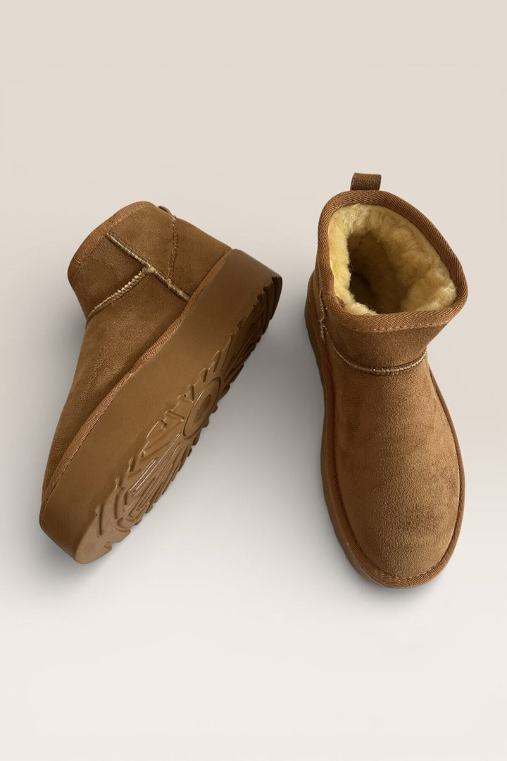 Kadın Mini Süet Içi Kürklü Yüksek Kalın Taban Kışlık Bot