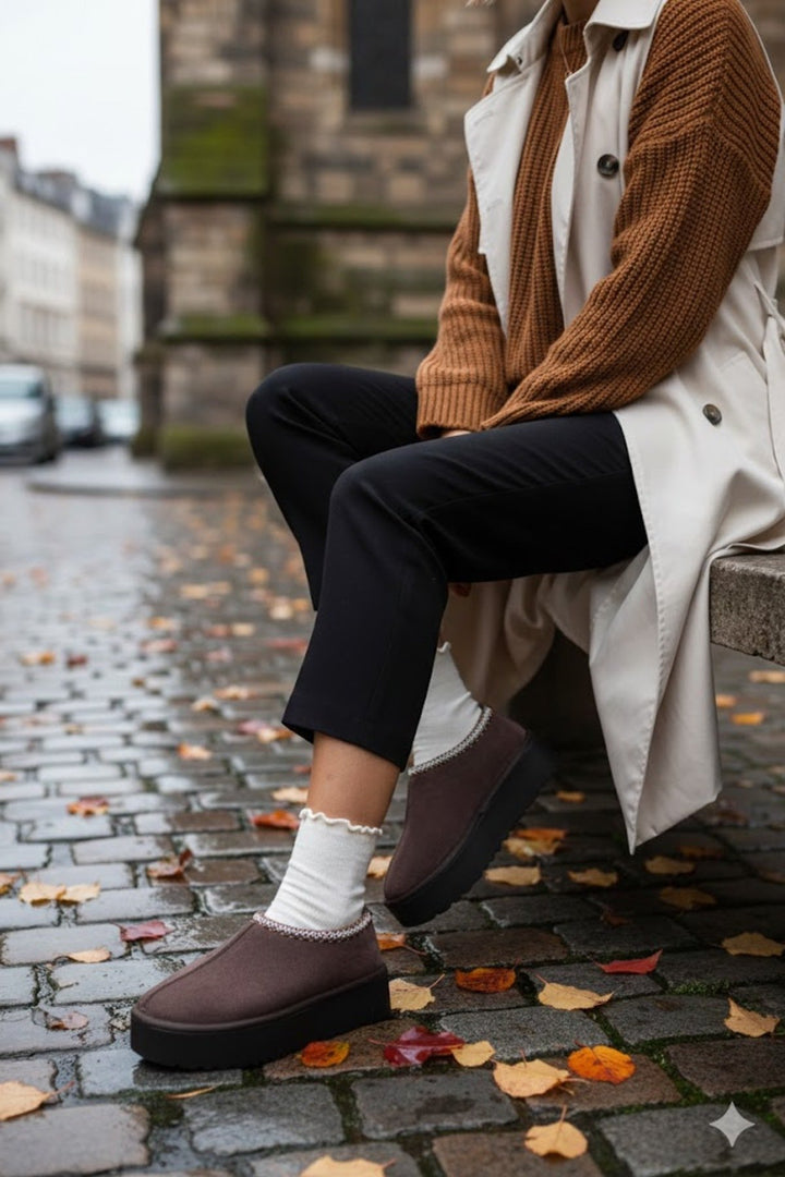 Kadın Mini Süet Içi Kürklü Yüksek Kalın Taban Kışlık Bot