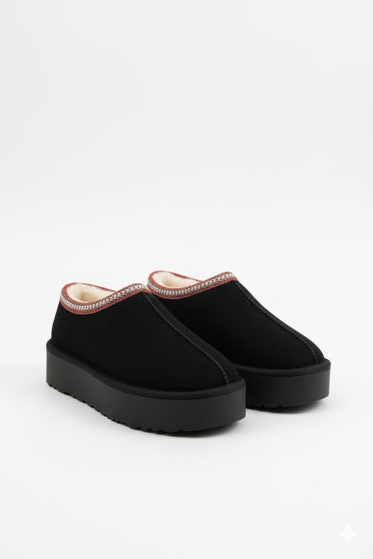 Noliva Kadın Siyah Mini Süet Içi Kürklü Yüksek Kalın Taban Kışlık Bot