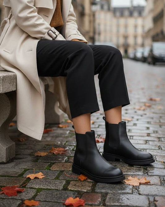 Noliva Kadın Siyah Chelsea Bot Lastikli Suni Deri Günlük Bot